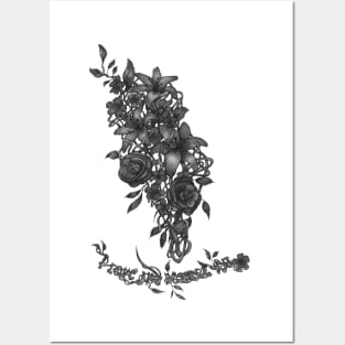 Flowers - I love and respect you - black and white option Posters and Art